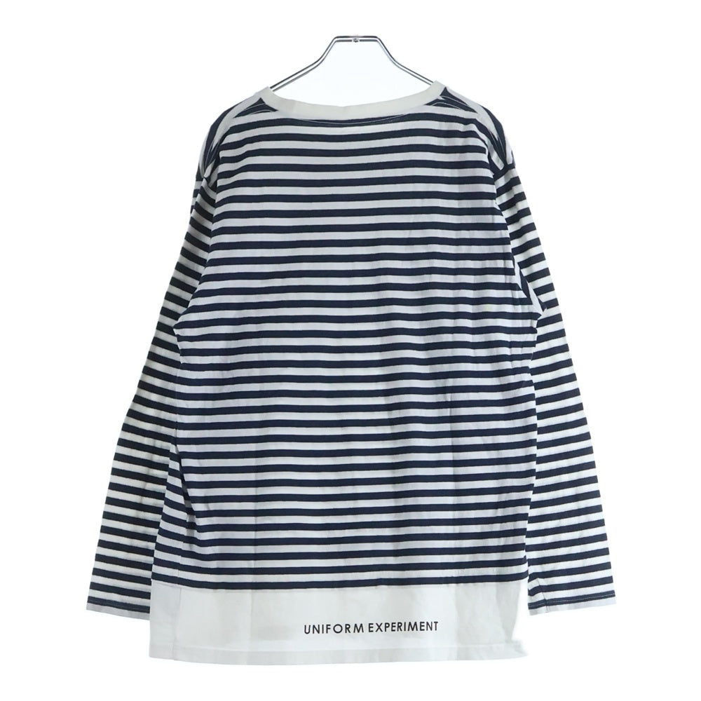 UNIFORM EXPERIMENT(ユニフォームエクスペリメント) FAKE LAYERD BORDER CUT SEW UE-160037 フェイクレイヤード 長袖ボーダーカットソー ネイビー/ホワイト