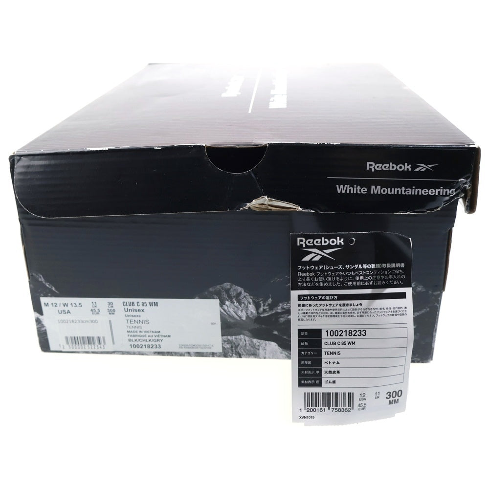 Reebok(リーボック) ×WHITE MOUNTAINEERING CLUB C 100218233 ×ホワイトマウンテニアリング クラブシー85 ローカットスニーカー ブラック US12/JP30cm