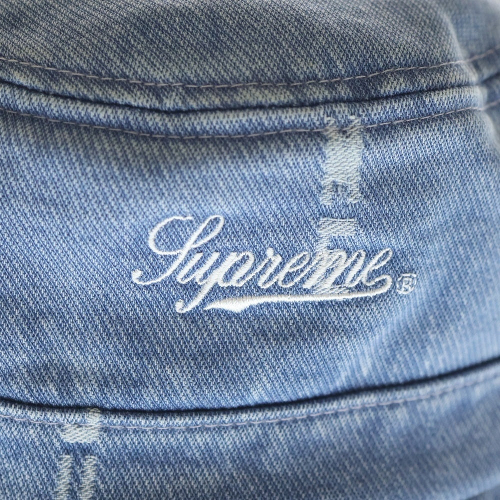 SUPREME(シュプリーム) 20AW Logo Stripe Jacquard Denim Crusher ロゴ ストライプ ジャックアード デニム クラッシャー バケット ハット インディゴ