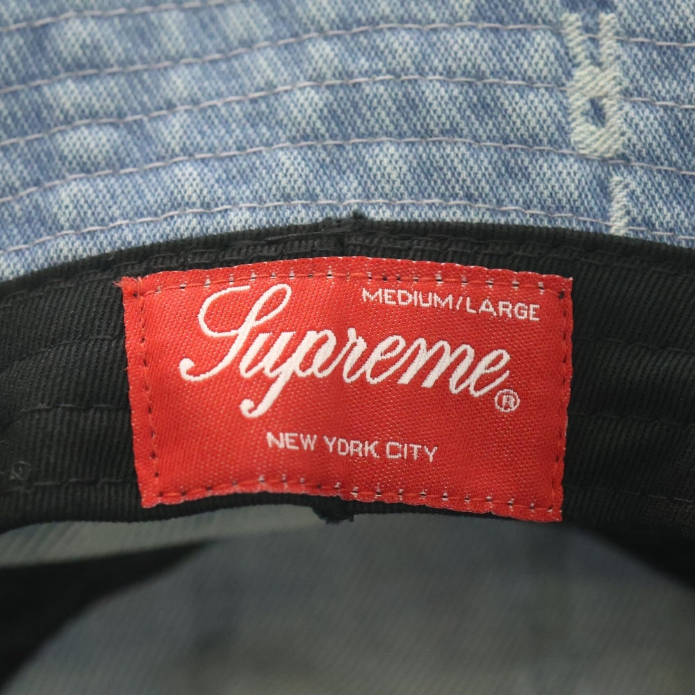 SUPREME(シュプリーム) 20AW Logo Stripe Jacquard Denim Crusher ロゴ ストライプ ジャックアード デニム クラッシャー バケット ハット インディゴ