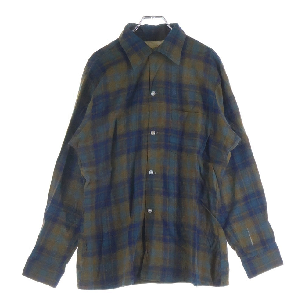 VINTAGE(ヴィンテージ) 60S ARROW CHEVELLA OMBRE CHECK RAYON L/S SHIRTS オンブレチェック レーヨン 長袖 シャツ ブルー/ブラウン