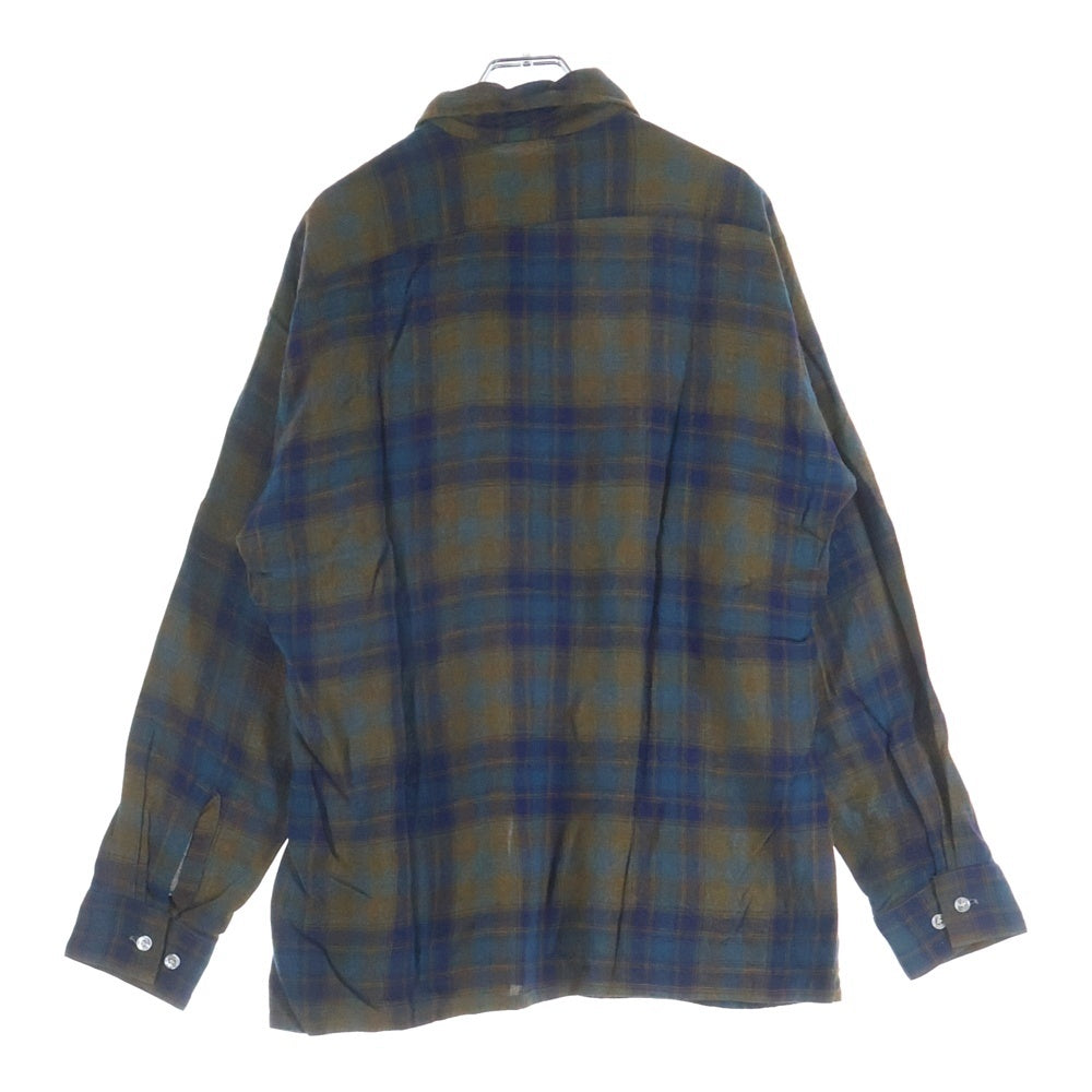 VINTAGE(ヴィンテージ) 60S ARROW CHEVELLA OMBRE CHECK RAYON L/S SHIRTS オンブレチェック レーヨン 長袖 シャツ ブルー/ブラウン