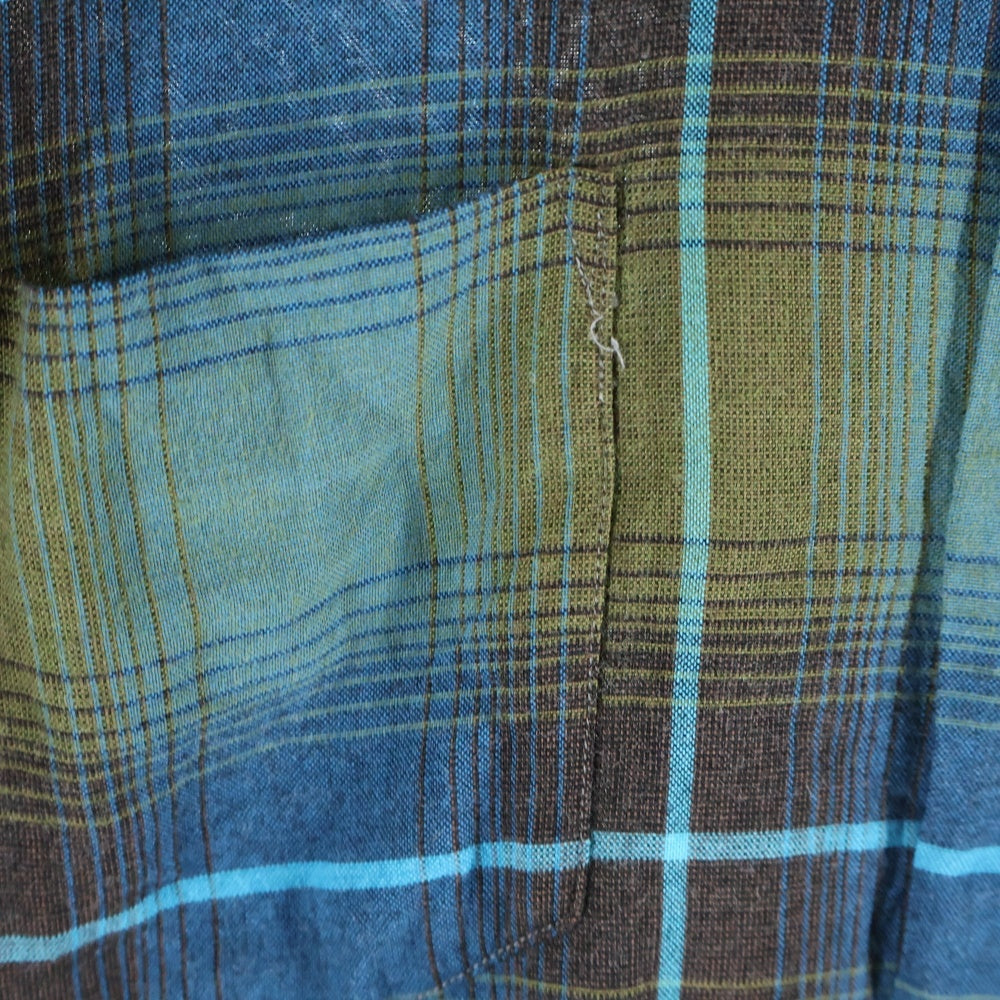 VINTAGE(ヴィンテージ) 60S TOWNCRAFT PLUS タウンクラフト プラス RAYON OMBRE CHECK L/S SHIRTS 襟芯 オンブレ チェック レーヨン 長袖チェック シャツ ブルー/カーキ