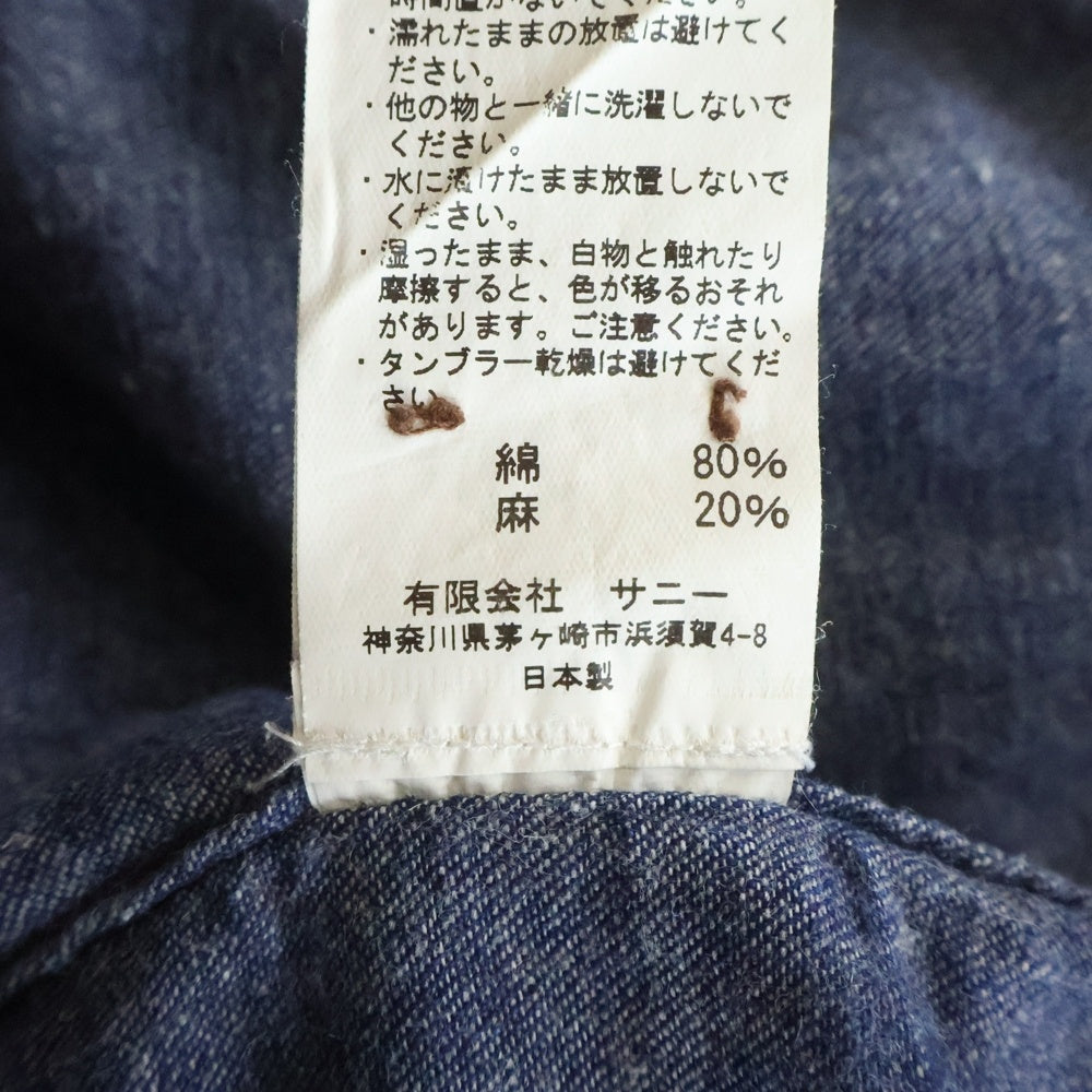 NO BRAND(ノーブランド) SUNNY SPORT 40s style denim shirts デニム 長袖シャツ ブルー