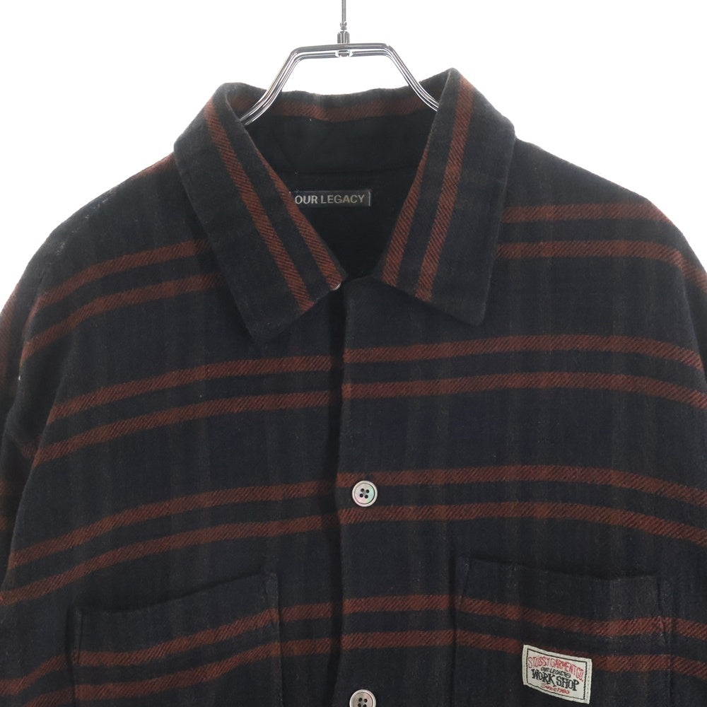 OUR LEGACY(アワーレガシー) × STUSSY ステューシー FLANNEL CHECK L/S SHIRT フランネル チェック 長袖 シャツ ブラウン/オレンジ