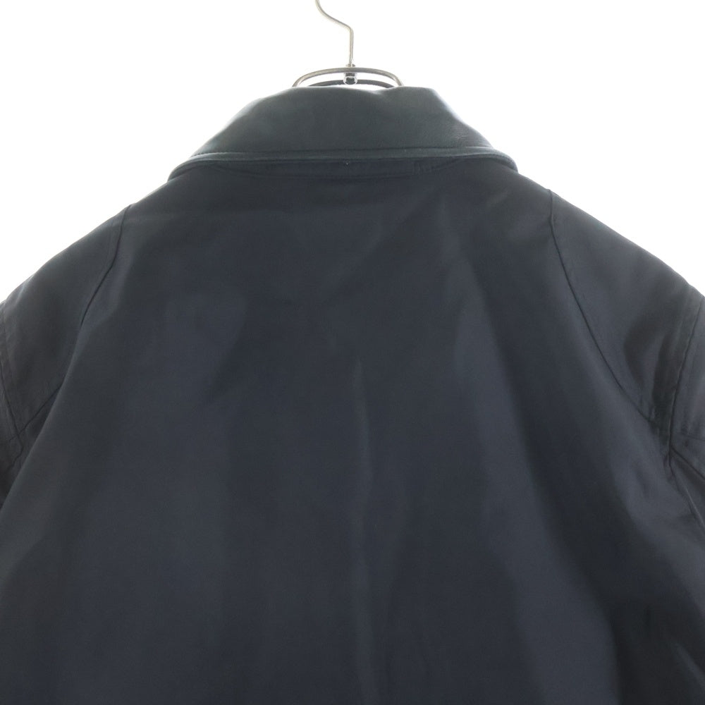 C.P. Company(シーピーカンパニー) SPORTSWEAR LEATHER SWEI NYLON JACKET イタリア製 襟レザー切替 ナイロンジャケット ブラック