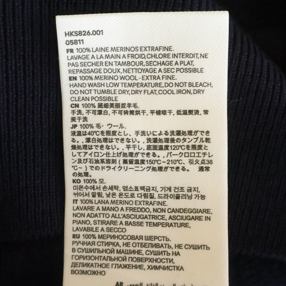 AMI Alexandre Mattiussi(アミアレクサンドルマテュッシ) ロゴ刺繍 クルーネック長袖ニットセーター ネイビー HKSB26.001