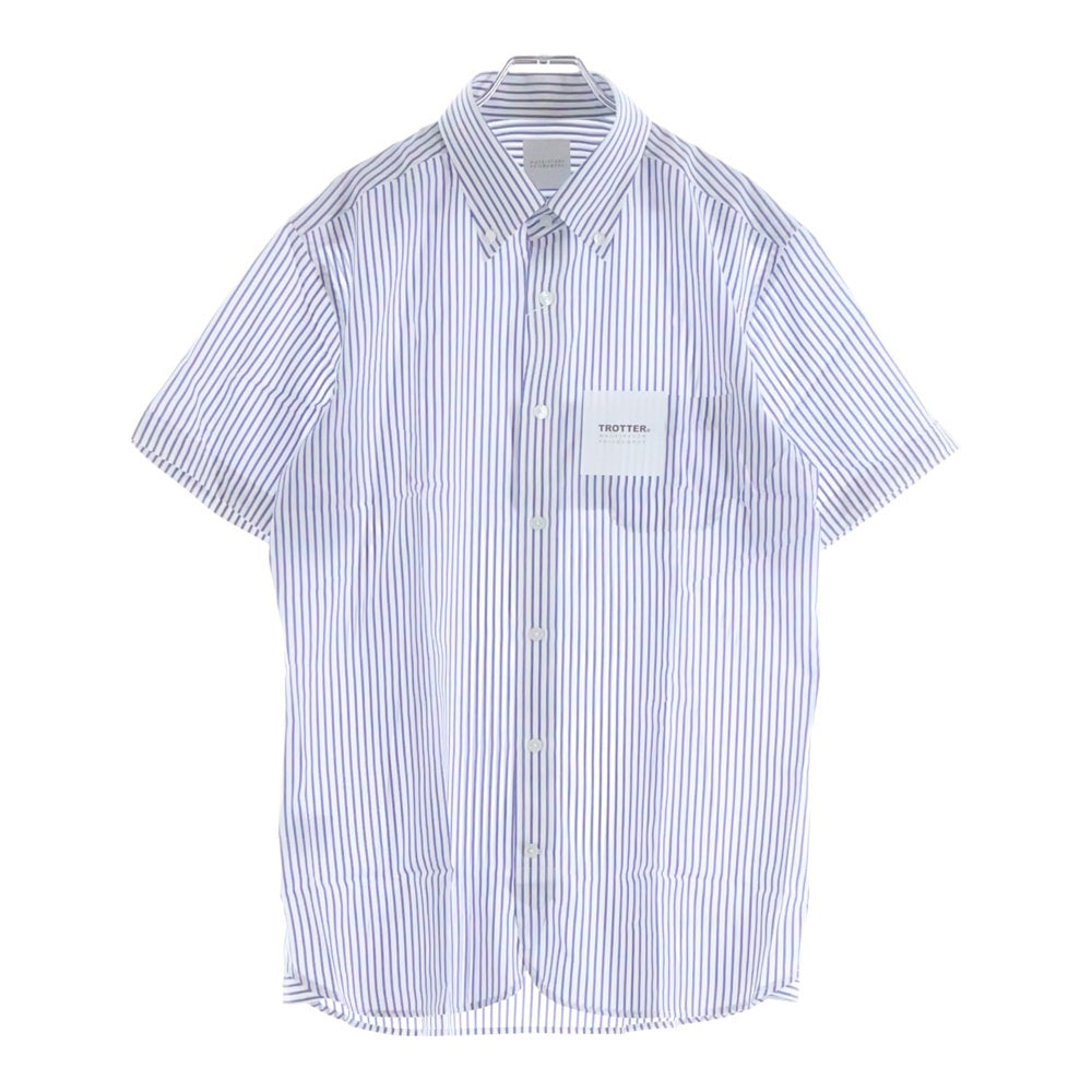 MACKINTOSH PHILOSOPHY(マッキントッシュフィロソフィー) TROTTER SHORT SLEEVE SHIRT H1M51-217-24 トロッター ストライプ 半袖ボタンシャツ ホワイト/ブルー