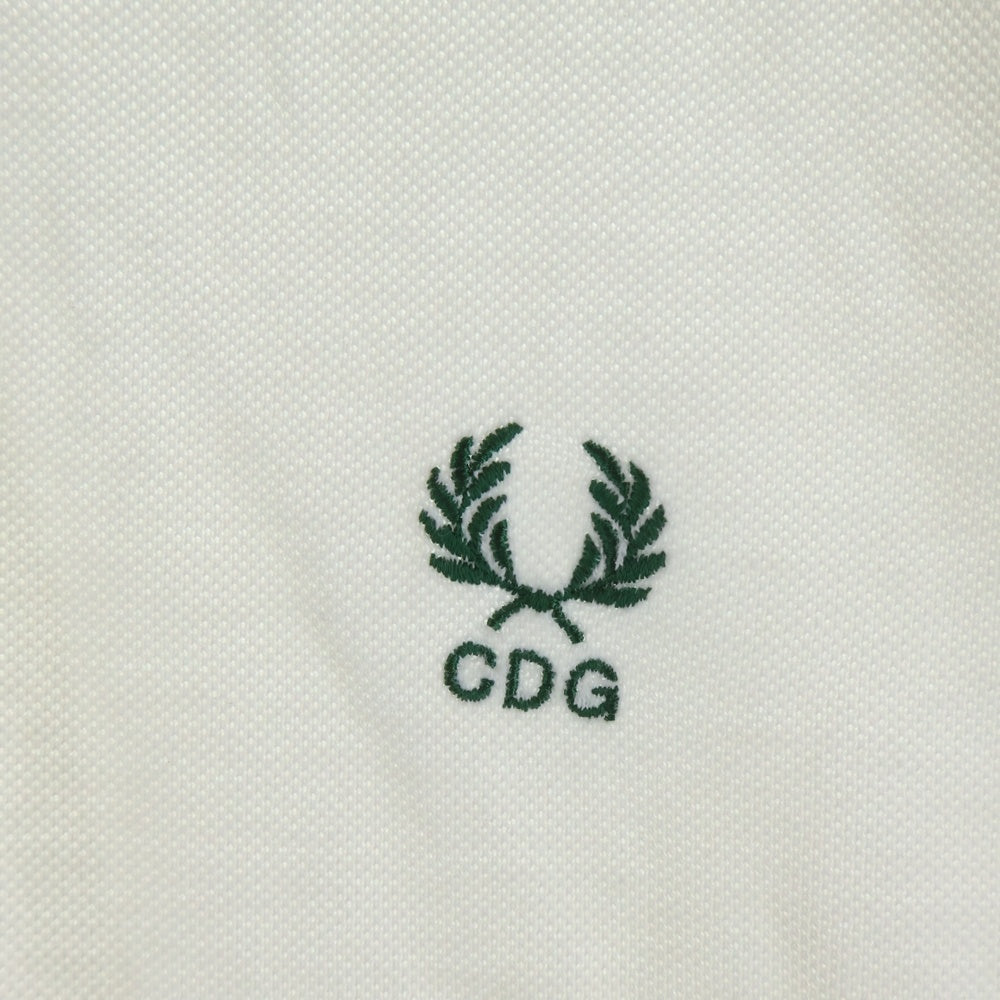FRED PERRY(フレッドペリー) ×COMME des GARCONS SHIRT CDG S16305/2095 ×コムデギャルソンシャツ ロゴ刺繍 半袖ポロシャツ ホワイト レディース