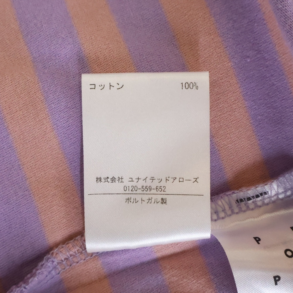 POP TRADING COMPANY(ポップトレーディングカンパニー) Striped Logo T-Shirt - Pink POPSS24_02-011 ストライプ ロゴ半袖Tシャツ ピンク