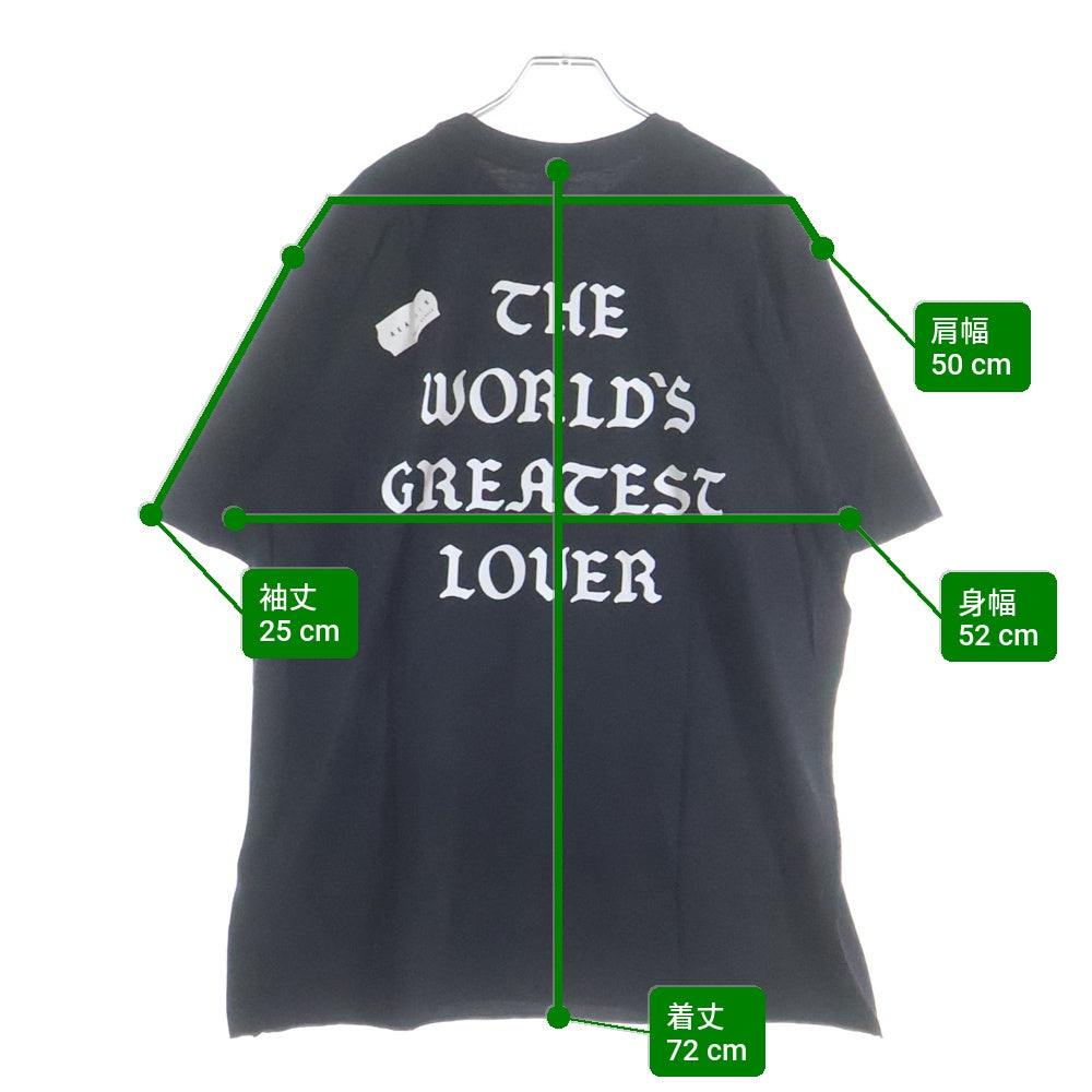 NO BRAND(ノーブランド) AKA SIX SIMON BARKER THE WORLDS GREATEST LOVER TEE アカシックス ハートプリント 半袖Tシャツ ブラック