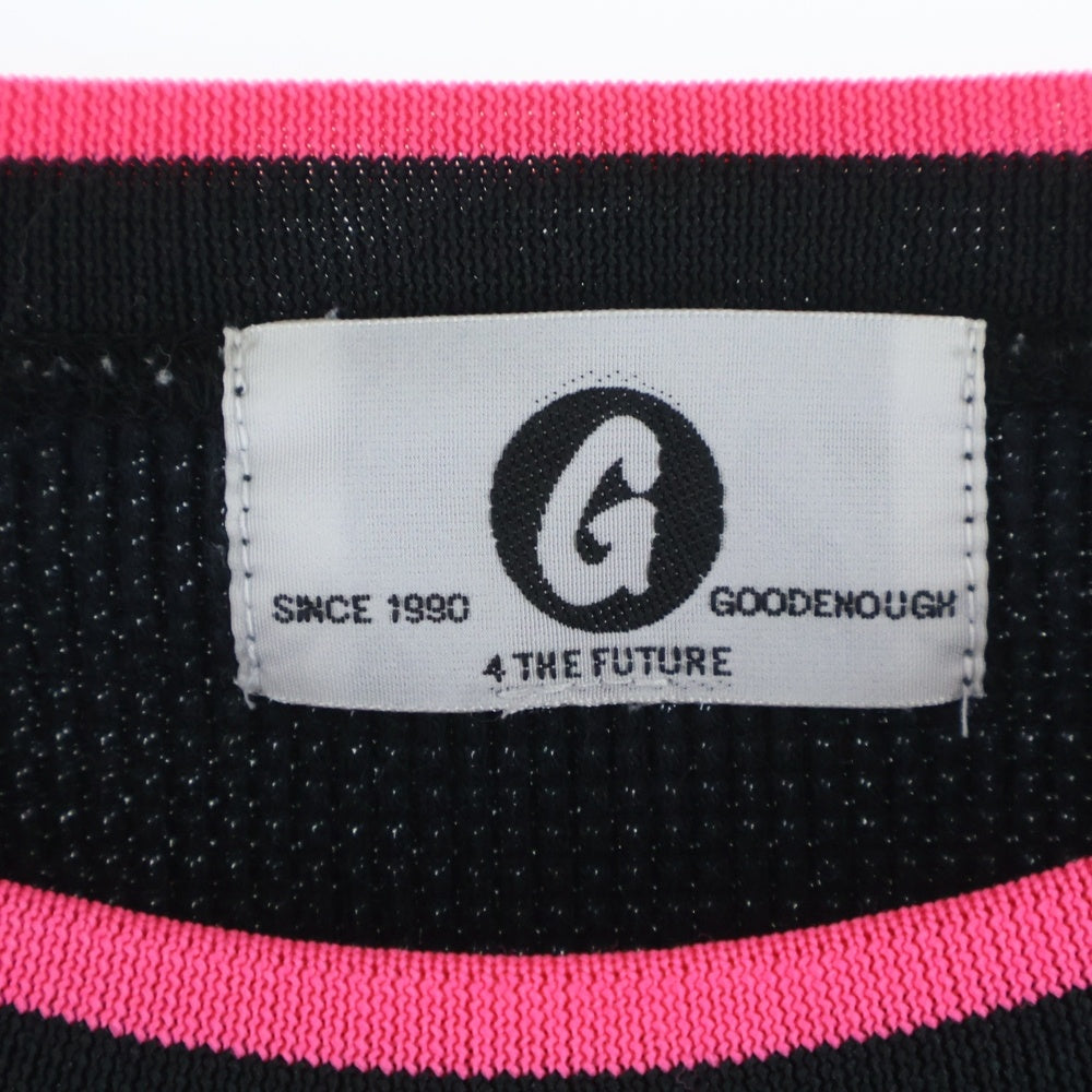 GOODENOUGH(グッドイナフ) リブカラー サーマル 長袖Tシャツ ブラック/ピンク GE-116013