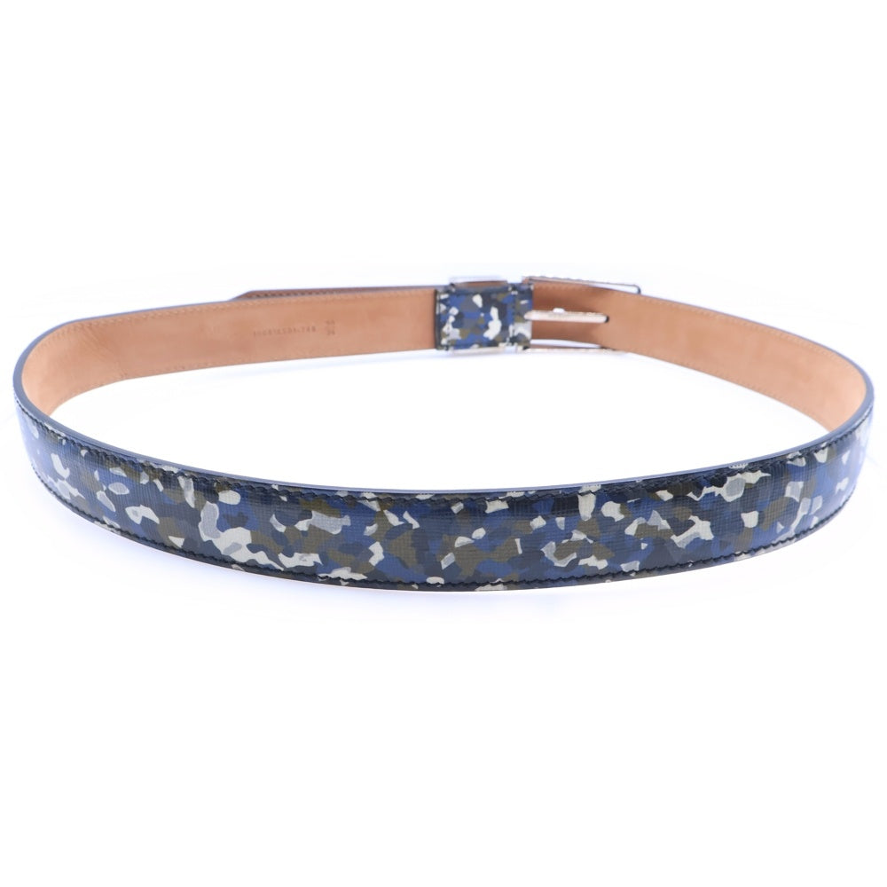 FENDI(フェンディ) モンスター バグズアイ カモ柄レザーベルト ブルー 160616501-74B