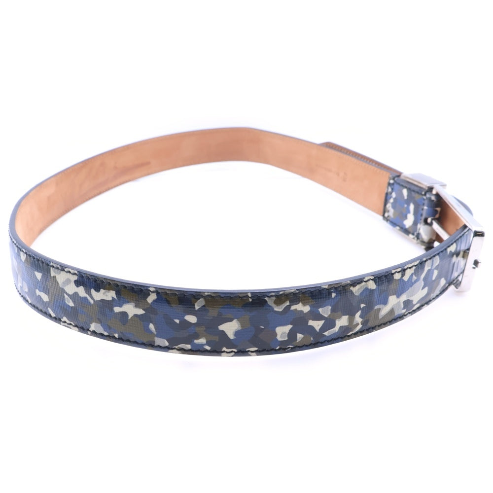 FENDI(フェンディ) モンスター バグズアイ カモ柄レザーベルト ブルー 160616501-74B