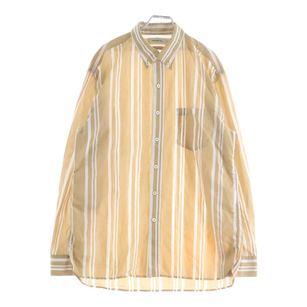 nonnative(ノンネイティブ) DWELLER B.D SHIRT RELAXED FIT C/T/P TUSSAH STRIPE NN-S3509 ストライプ長袖シャツ オレンジ/ホワイト