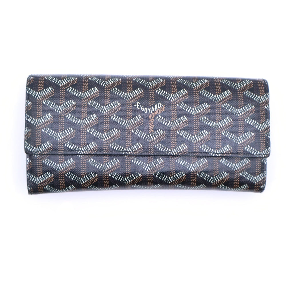 GOYARD(ゴヤール) ヘリンボーン柄 ヴァレンヌ フラップロングウォレット 長財布 ブラウン レディース