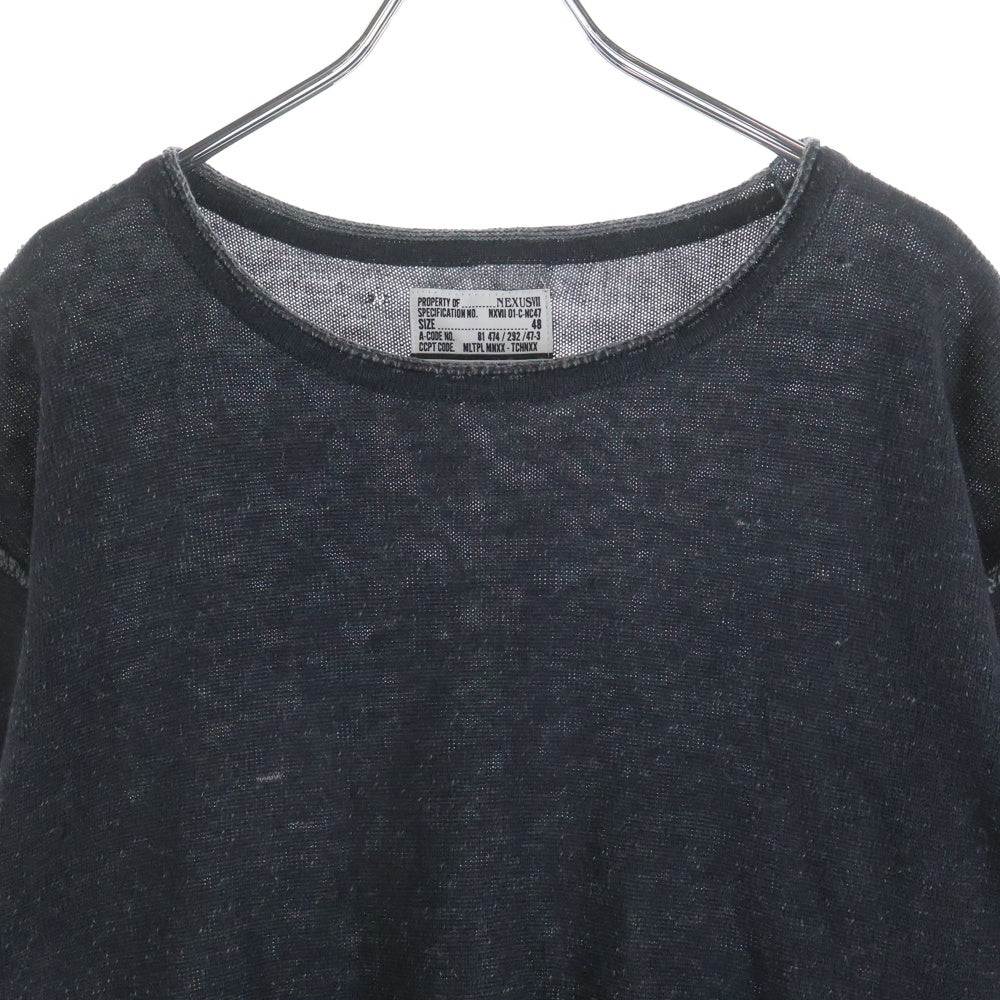 NEXUS7(ネクサスセブン) インサイドアウト バンダナ柄パッチ付き クルーネック長袖カットソー ダークグレー