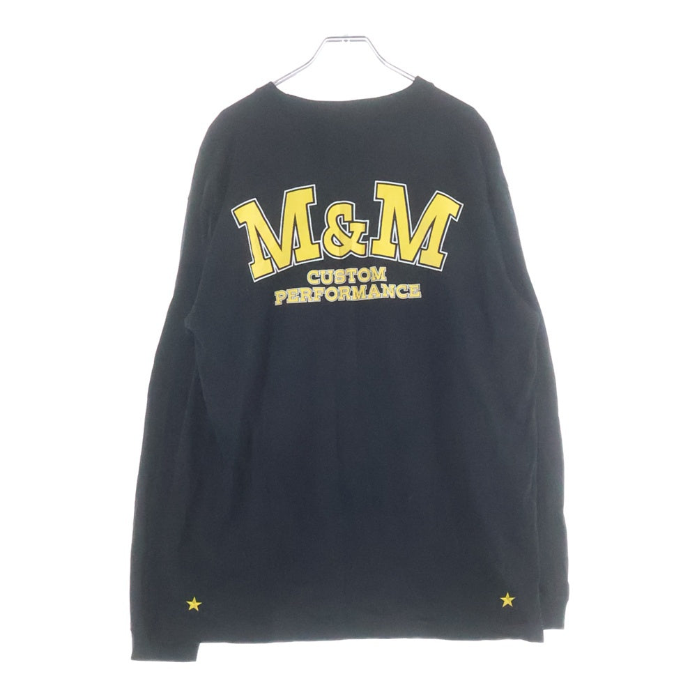 m&m(エムアンドエム) CUSTOM PERFORMANCE カスタムパフォーマンス ロゴクルーネック 長袖Tシャツ ブラック
