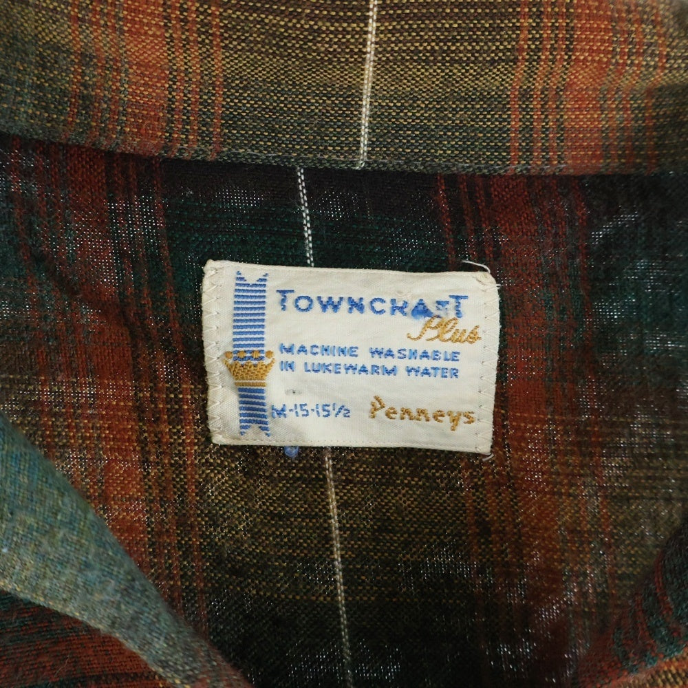 PENNEYS TOWNCRAFT(ぺニーズタウンクラフト) 60S PLUS RAYON OMBRE CHECK L/S SHIRT オンブレ チェック 長袖 レーヨン シャツ オレンジ/ブラック/グリーン