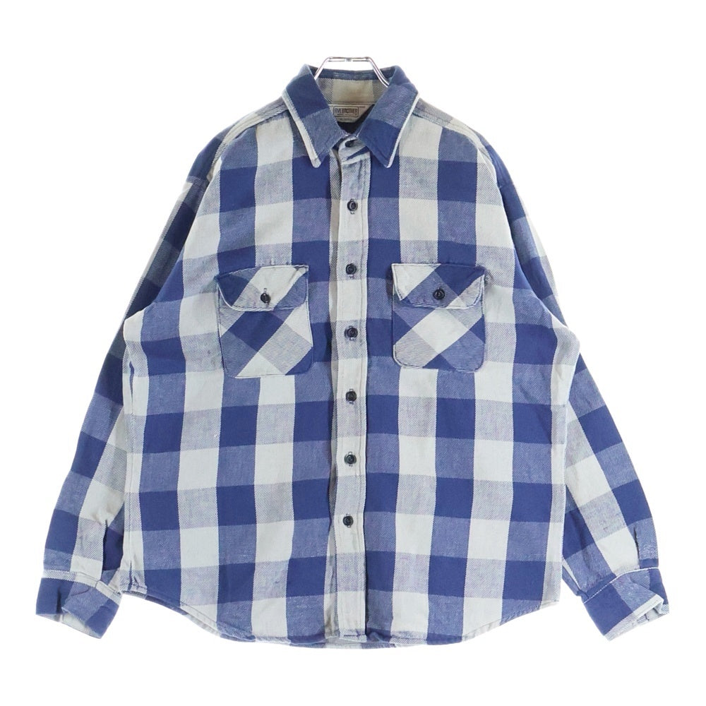 FIVE BROTHERS(ファイブブラザー) 70-80S FLANNEL L/S CHECK SHIRT USA製 フランネル 長袖 チェック シャツ ブルー/グレー