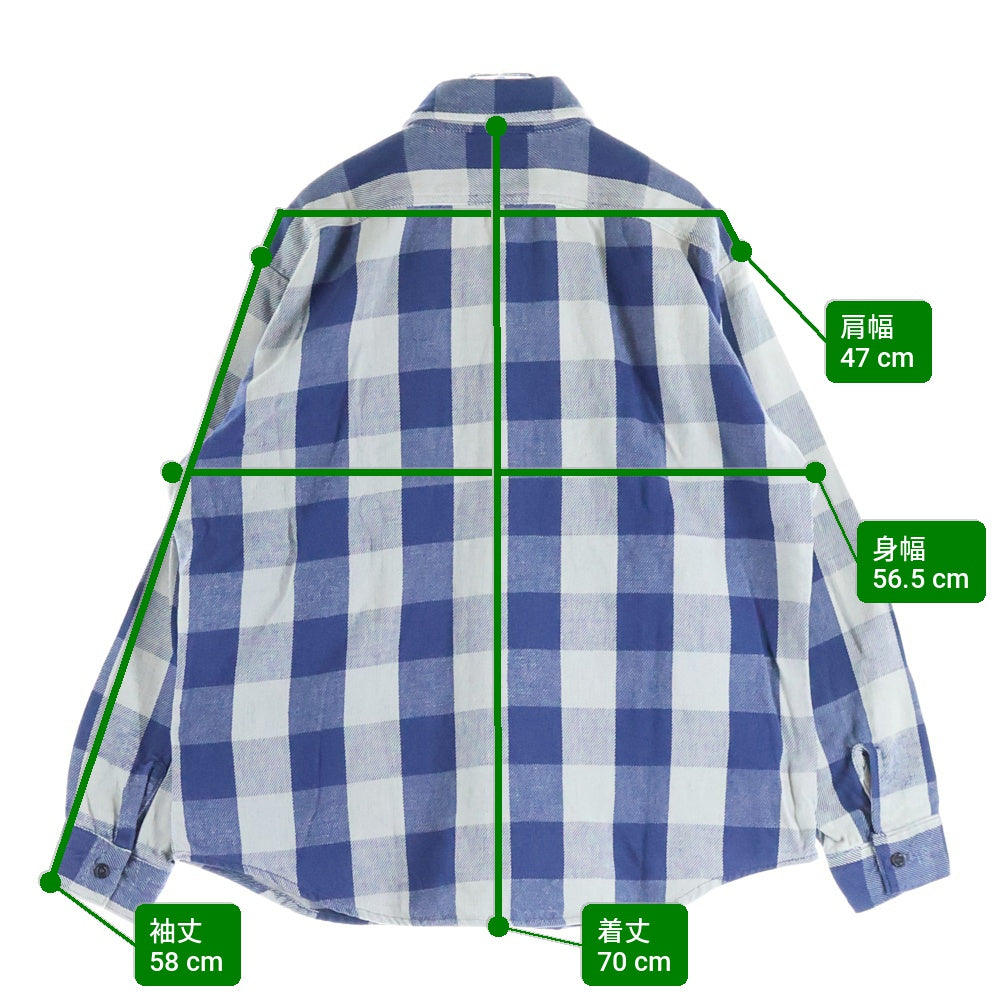 FIVE BROTHERS(ファイブブラザー) 70-80S FLANNEL L/S CHECK SHIRT USA製 フランネル 長袖 チェック シャツ ブルー/グレー