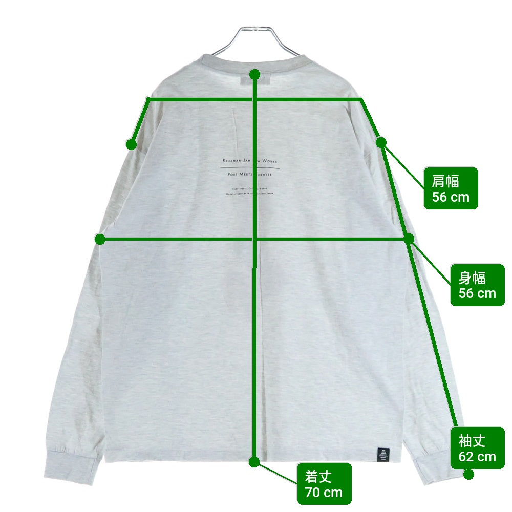 POET MEETS DUBWISE(ポエトミーツダブワイズ) Killiman Jah Low Collage L/S T-shirt 両面プリント 長袖Tシャツ カットソー グレー ZPM-12590