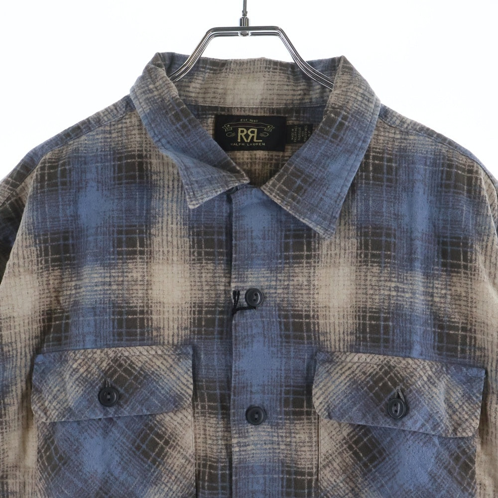 RRL(ダブルアールエル) OMBRE CHECK COTTON L/S SHIRT オンブレチェック コットン 長袖シャツ ブルー/ベージュ 782782395001