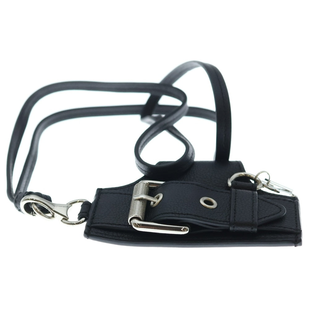 NO BRAND(ノーブランド) MEG KIM Belted Brief Card Holder ベルトデザイン カードケース ネックストラップ ブラック レザー