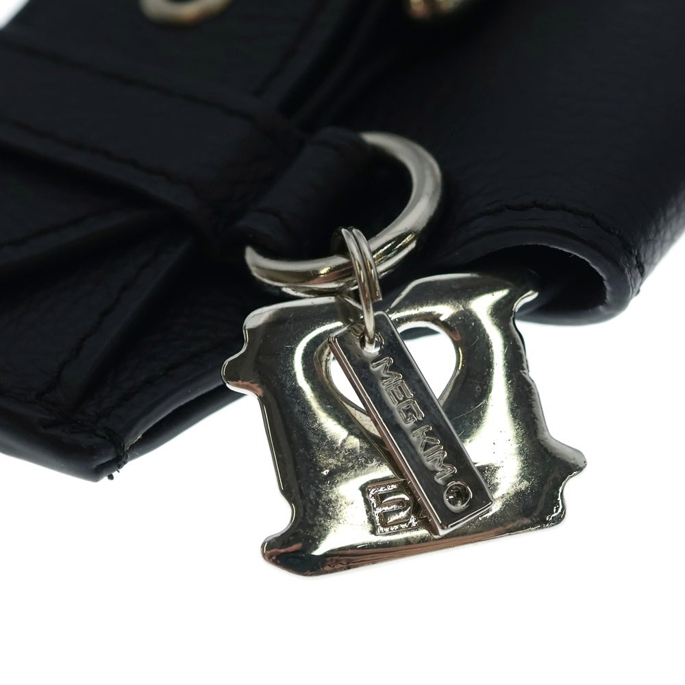 NO BRAND(ノーブランド) MEG KIM Belted Brief Card Holder ベルトデザイン カードケース ネックストラップ ブラック レザー