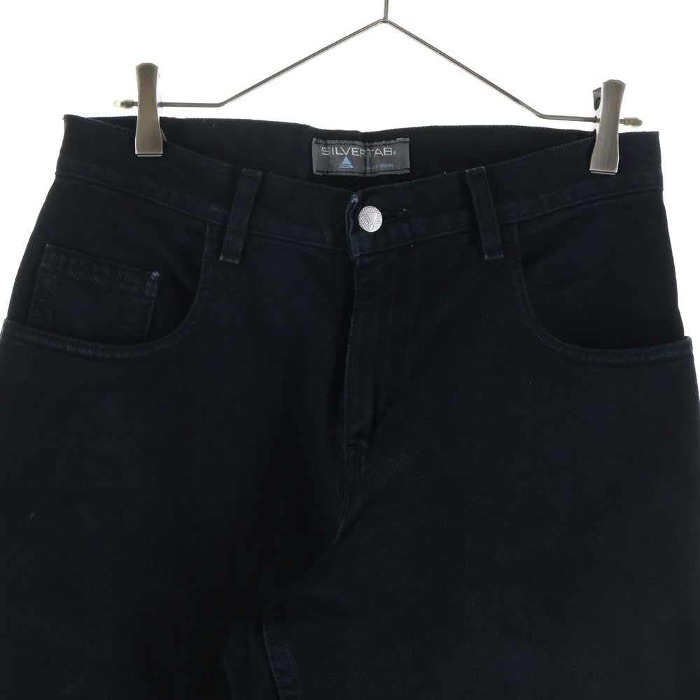 Levi's(リーバイス) 90-00S SILVERTAB BLACK DENIM PANTS シルバータブ 後染め ボタン裏513 スモールe ワイド ジップアップ デニムパンツ ブラック