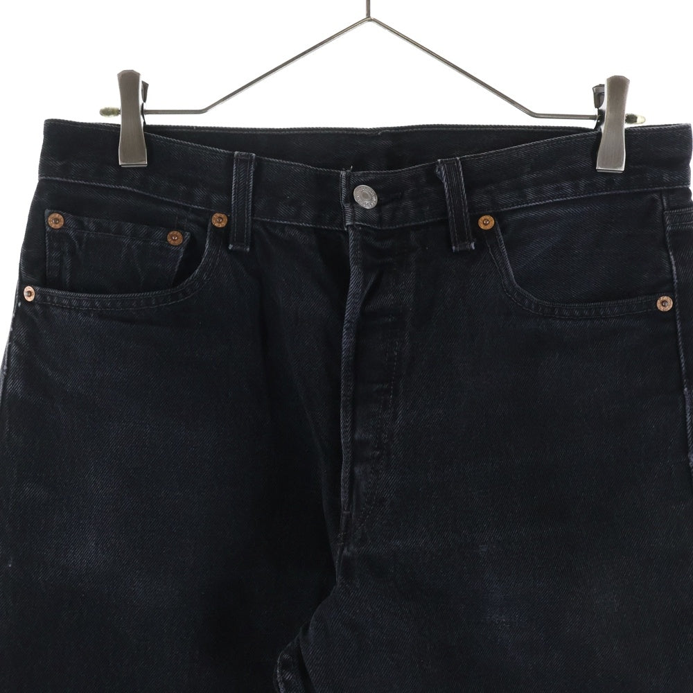 Levi's(リーバイス) 00S 501 後染め ボタン裏379 スモールe カットオフ デニムパンツ ブラック