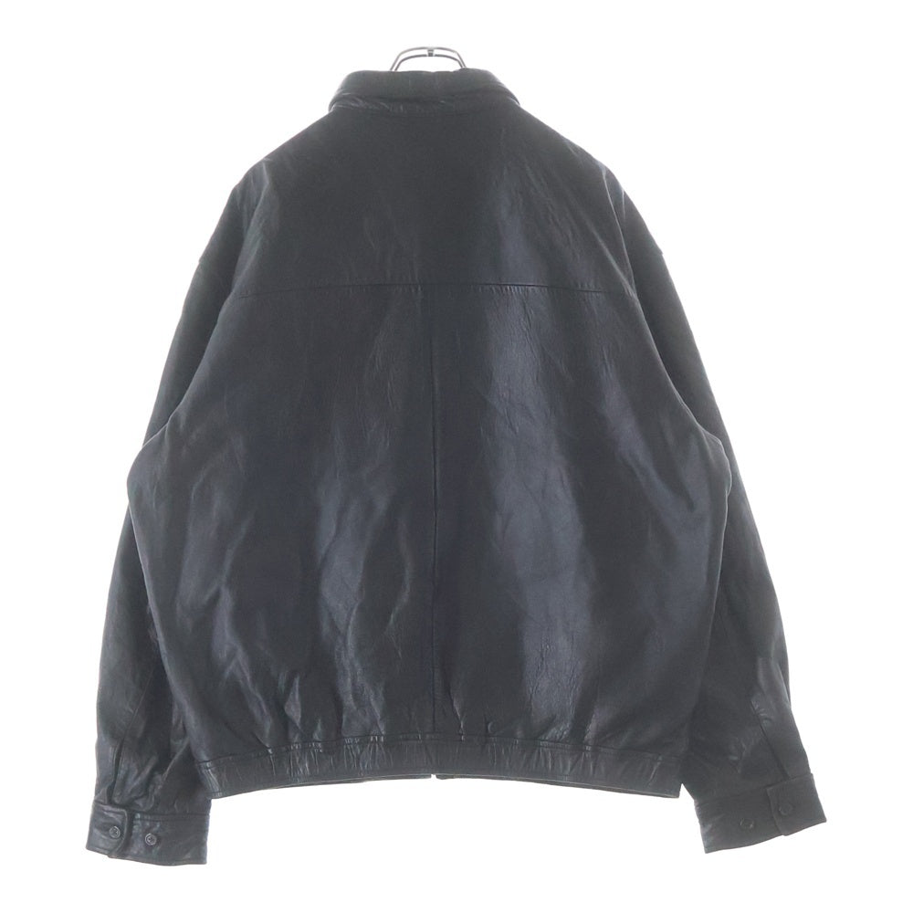 POLO RALPH LAUREN(ポロラルフローレン) 90s VINTAGE NO PONY LEATHER JACKET ノーポニー 馬ナシ チンストラップ YKKジップ 裏地チェック レザー スイングトップジャケット ブラック
