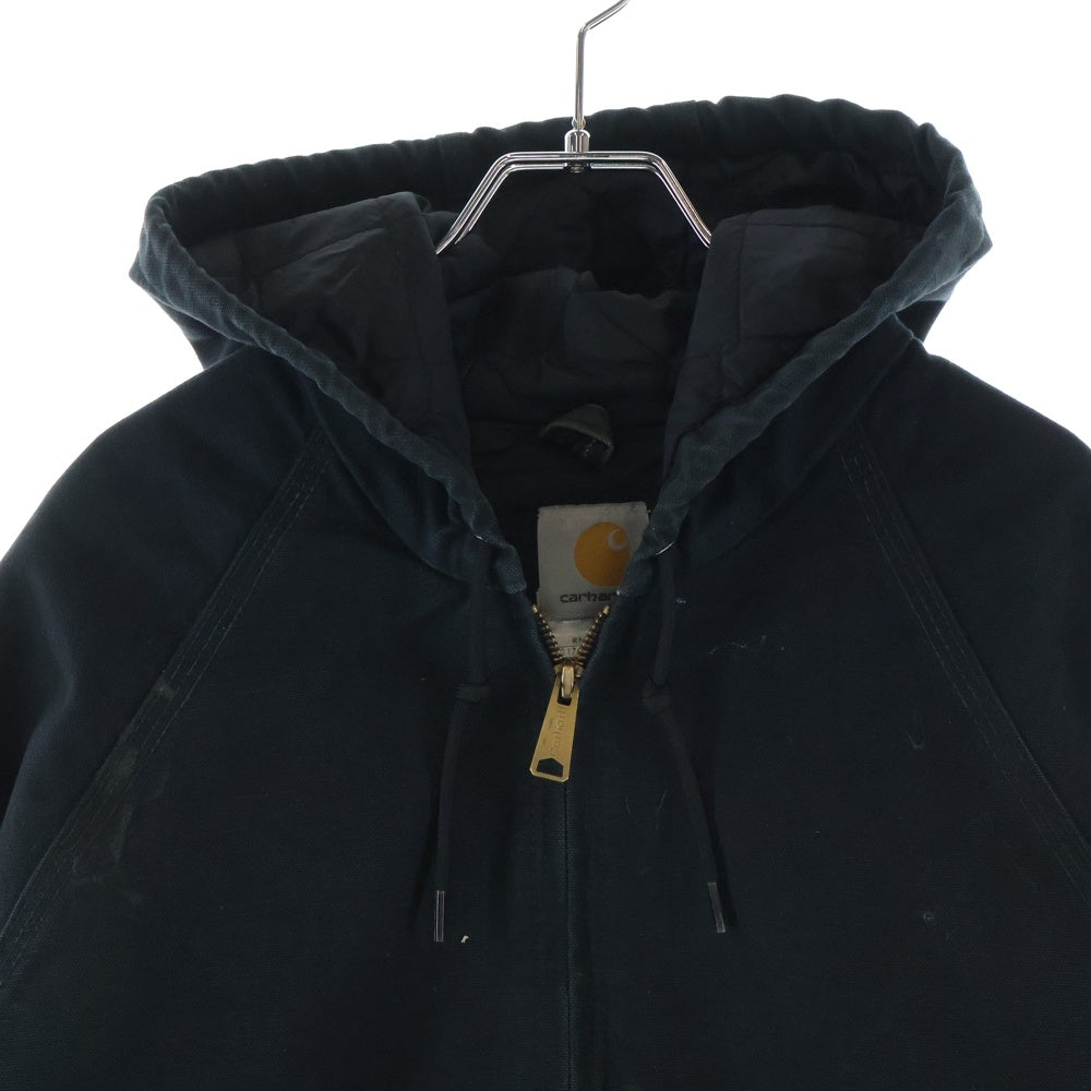 CARHARTT(カーハート) Black Quilted Hooded Jacket J268 BLK メキシコ製 裏地キルティング ジップアップ フードジャケット ブラック