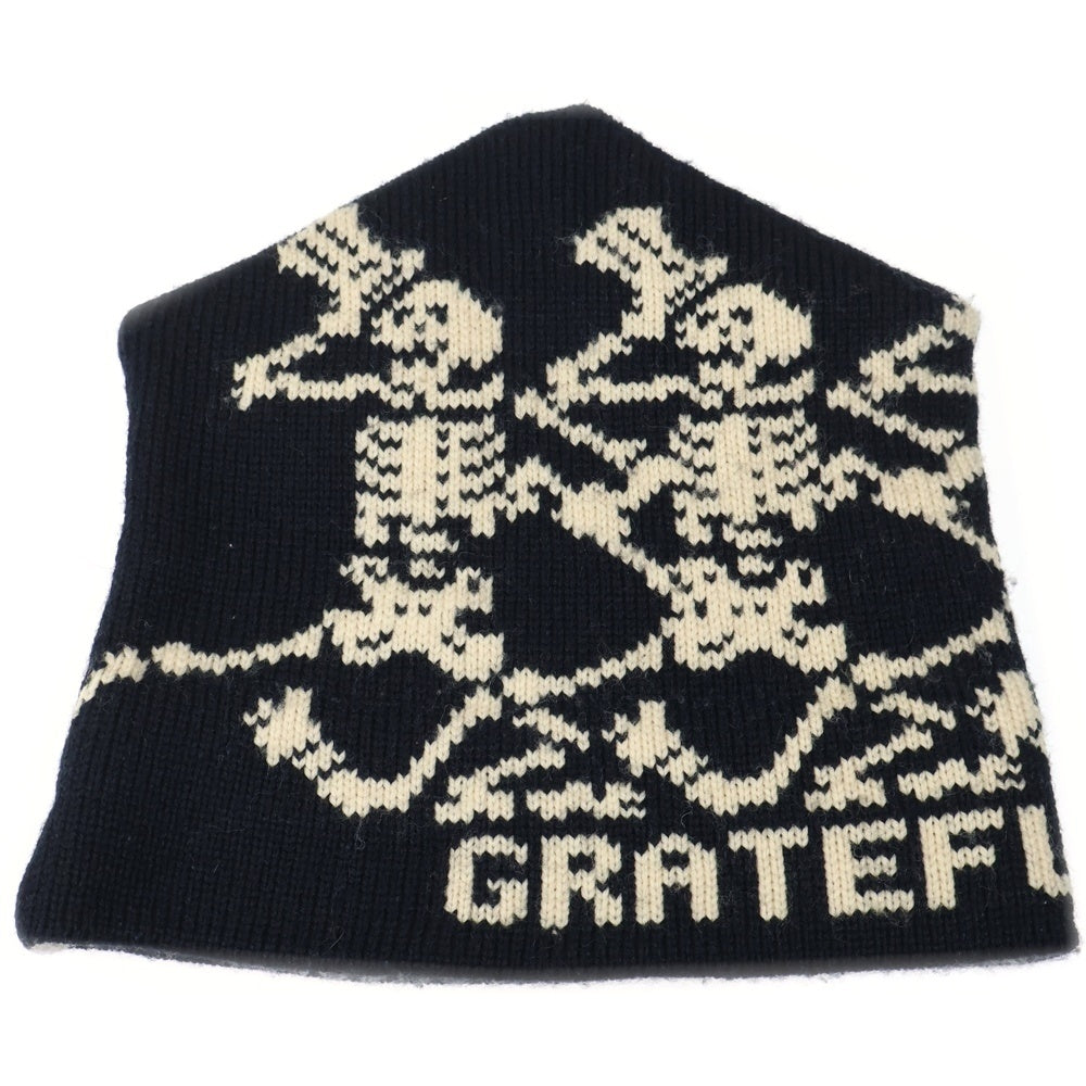 VINTAGE(ヴィンテージ) 90s GRATEFUL DEAD KNIT BEANIE USA製 グレイトフルデッド ニット帽 ビーニー ブラック/ホワイト