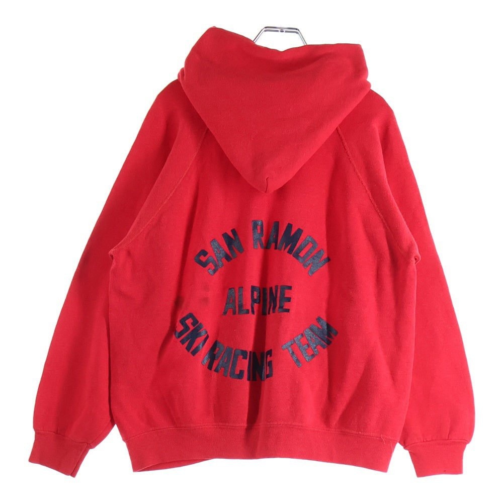 VINTAGE(ヴィンテージ) 60s SAN RAMON ALPINE SKI RACING TEAM SWEAT HOODIE サン ラモン アルペン スキー レーシング チーム ベタプリ 3段プリント プルオーバー フーディー レッド
