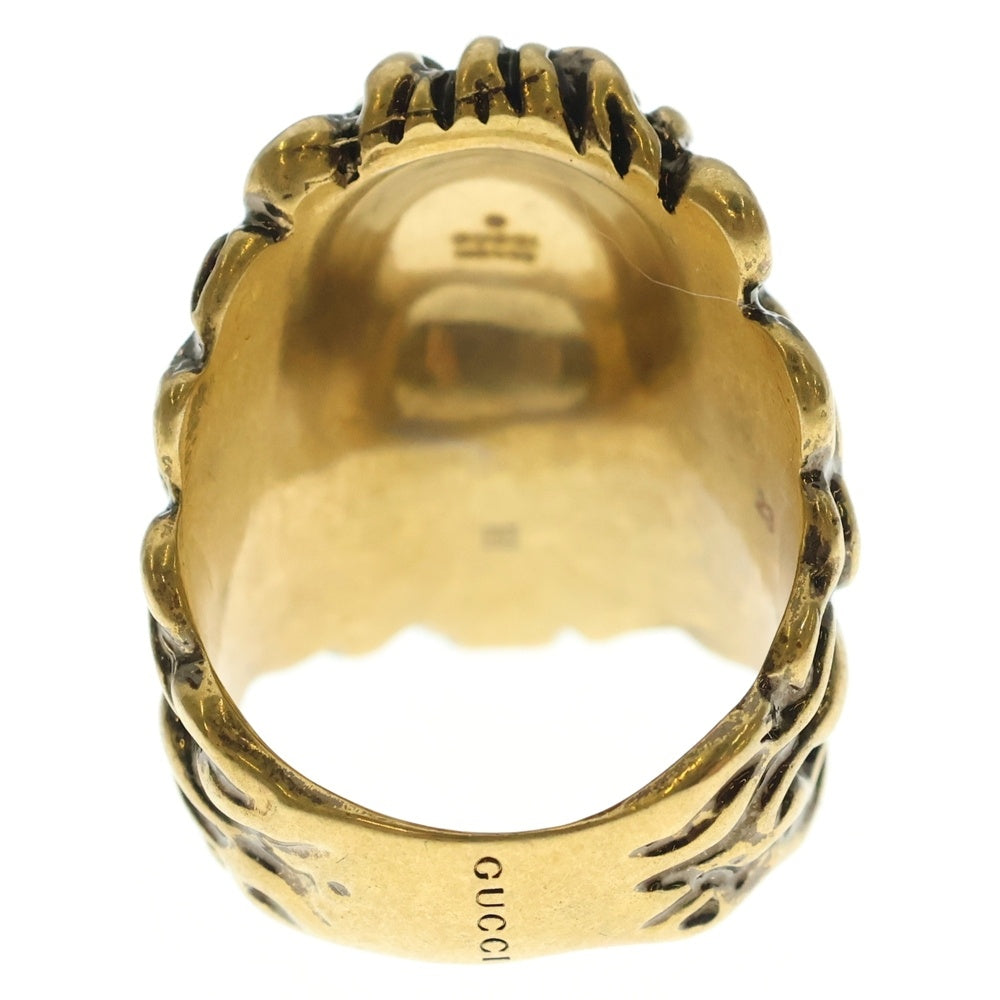 GUCCI(グッチ) LION HEAD RING イタリア製 ライオンヘッド ストーン付き 指輪 ゴールド