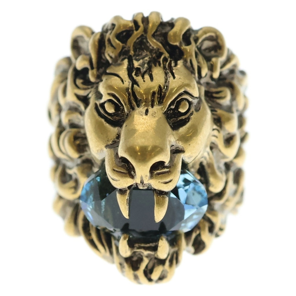 GUCCI(グッチ) LION HEAD RING イタリア製 ライオンヘッド ストーン付き 指輪 ゴールド
