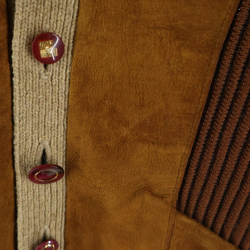 VINTAGE(ヴィンテージ) 60S JUILLIARD (ジュリアード) WOOL CARDIGAN スエード切替 ウール カーディガン ベージュ/ブラウン
