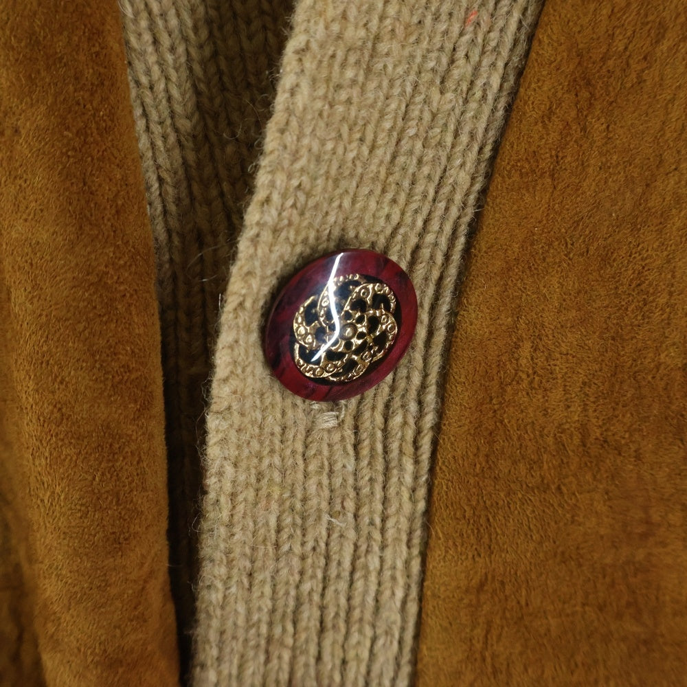 VINTAGE(ヴィンテージ) 60S JUILLIARD (ジュリアード) WOOL CARDIGAN スエード切替 ウール カーディガン ベージュ/ブラウン