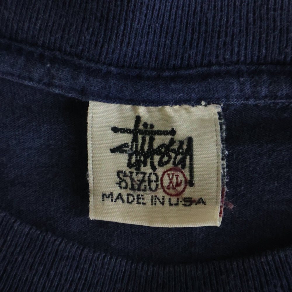 STUSSY(ステューシー) 90S OLD SKOOL FLAVOR SUPERSTAR オールドスクール スーパースター 両面プリント 半袖Tシャツ カットソー ネイビー