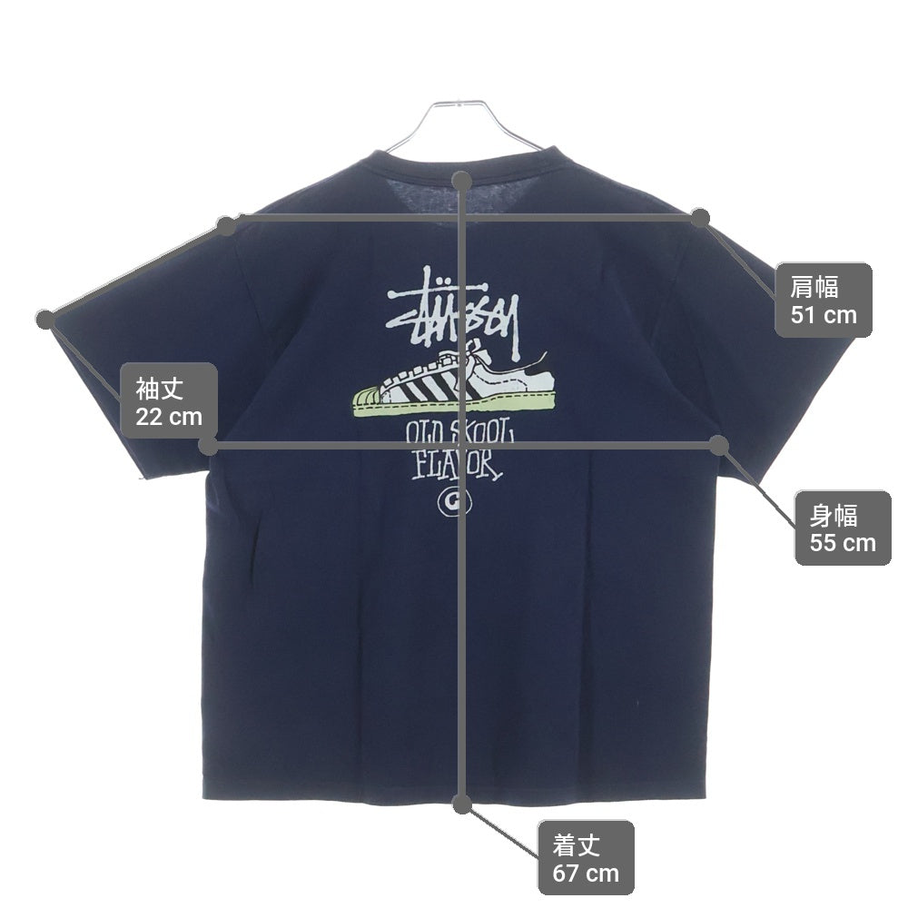 STUSSY(ステューシー) 90S OLD SKOOL FLAVOR SUPERSTAR オールドスクール スーパースター 両面プリント 半袖Tシャツ カットソー ネイビー