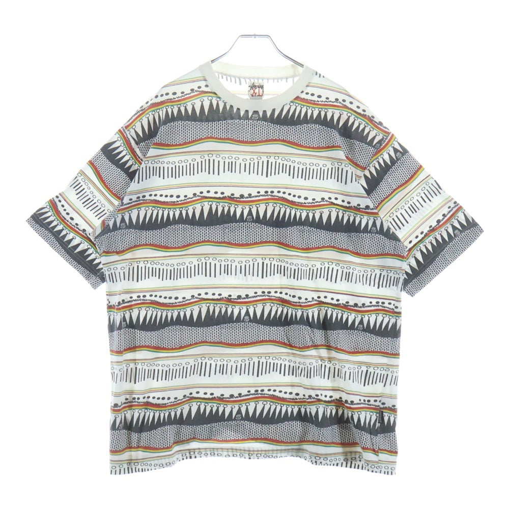 STUSSY(ステューシー) 90-00S ボーダー ラスタ 総柄 半袖Tシャツ 