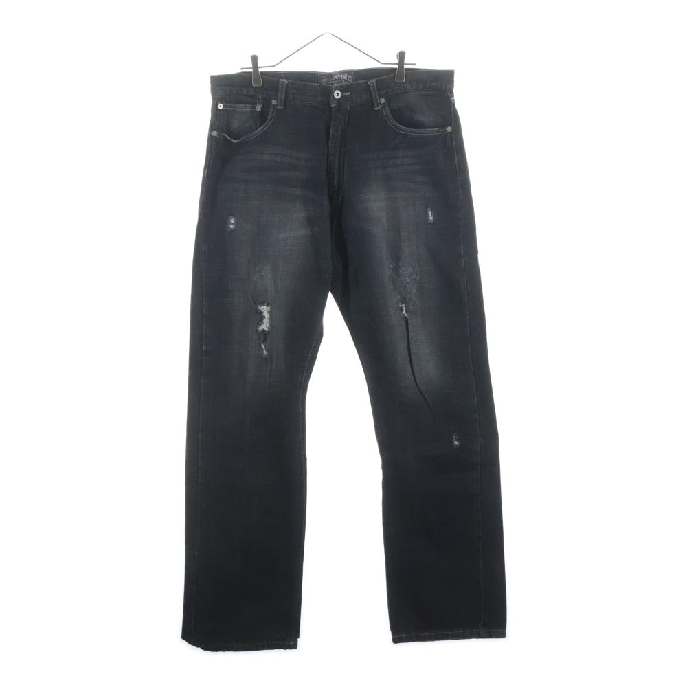 STUSSY(ステューシー) 90-00S OLD GARMENT CO AUTHENTIC WORKGEAR DENIM PANTS オールド ワークギア ダメージ加工 デニムパンツ ブラック