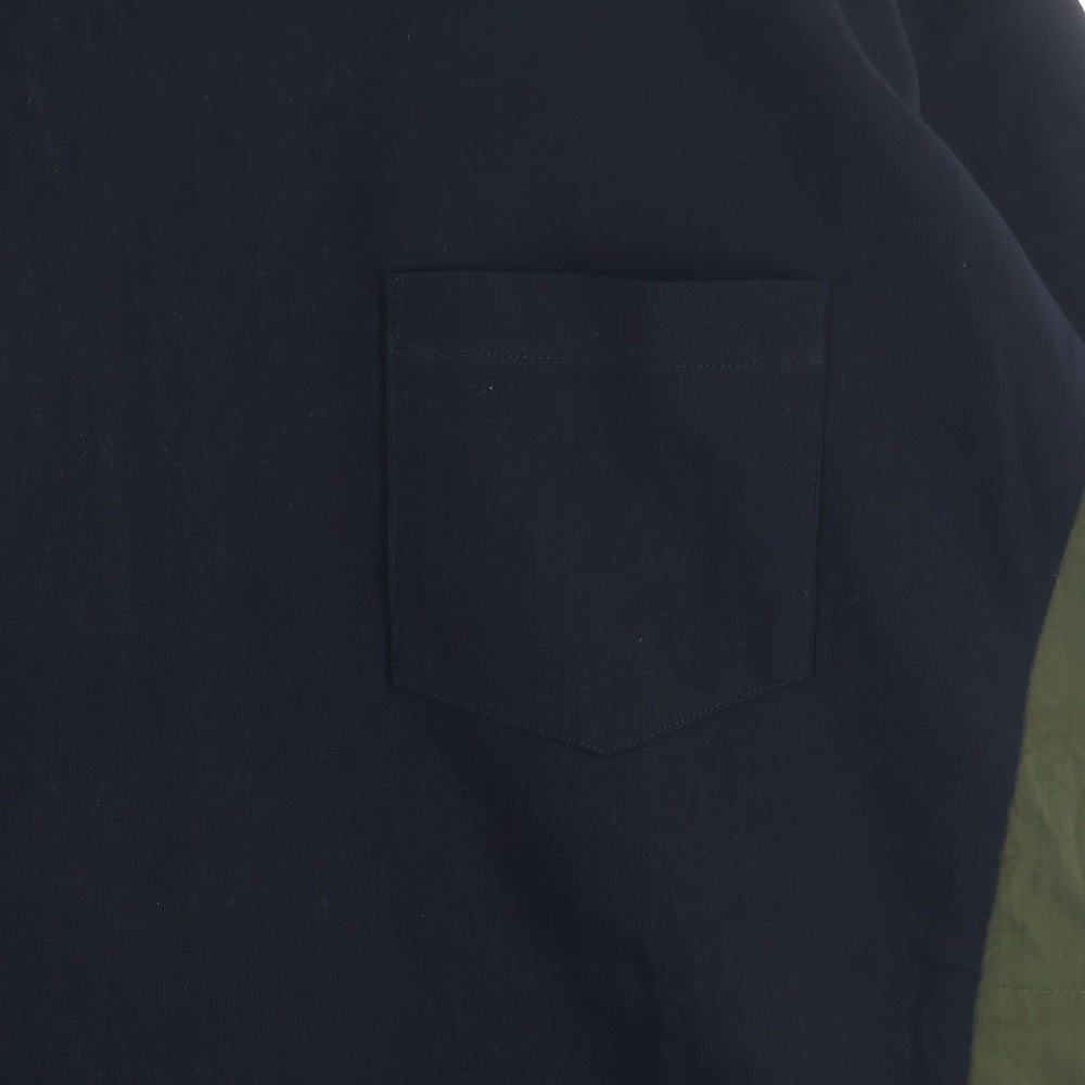 Sacai(サカイ) 25AW Taslan Nylon x Cotton Jersey L/S T-Shirt 25-03731M ナイロンドッキング長袖Tシャツ ネイビー