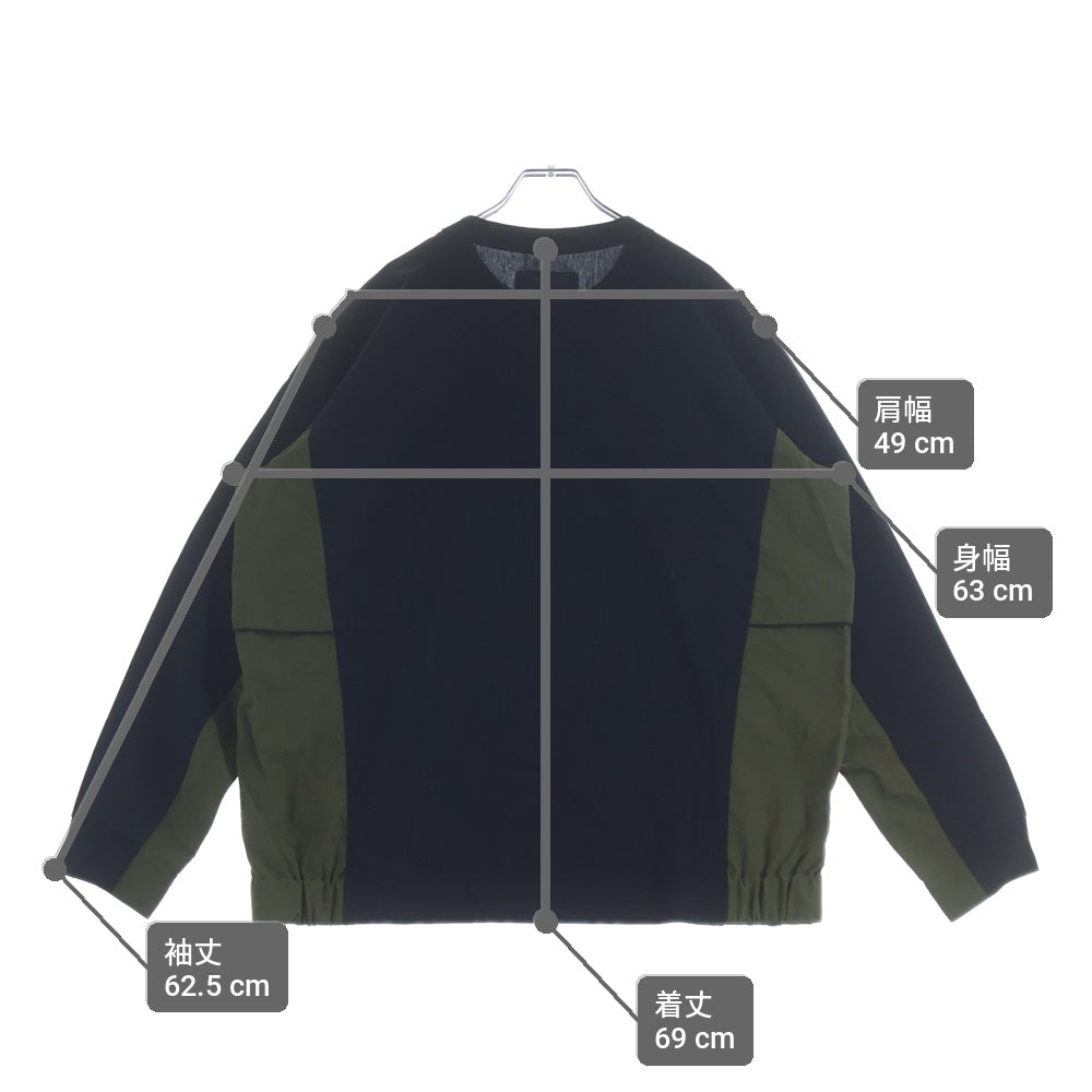 Sacai(サカイ) 25AW Taslan Nylon x Cotton Jersey L/S T-Shirt 25-03731M ナイロンドッキング長袖Tシャツ ネイビー