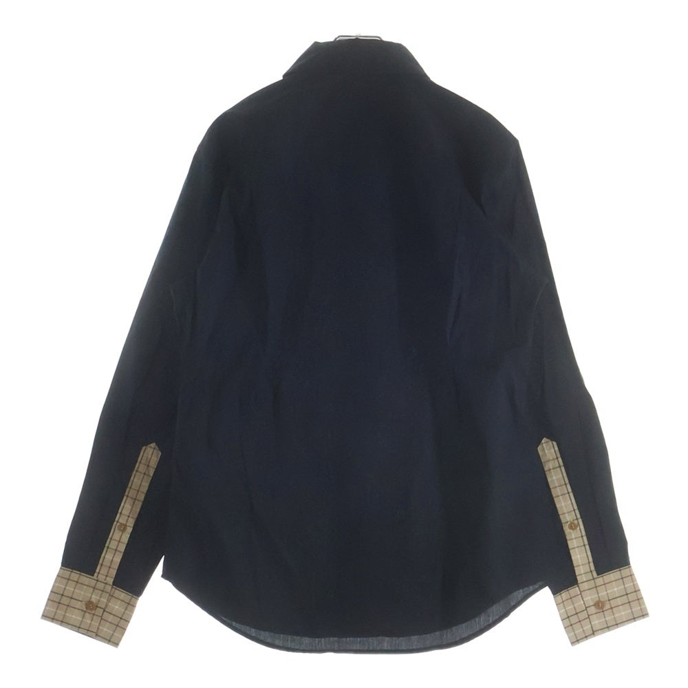 Vivienne Westwood MAN(ヴィヴィアンウエストウッドマン) 袖チェック柄 切り替え長袖ボタンシャツ ブラック VW-WR-86340