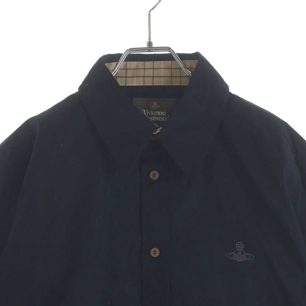 Vivienne Westwood MAN(ヴィヴィアンウエストウッドマン) 袖チェック柄 切り替え長袖ボタンシャツ ブラック VW-WR-86340