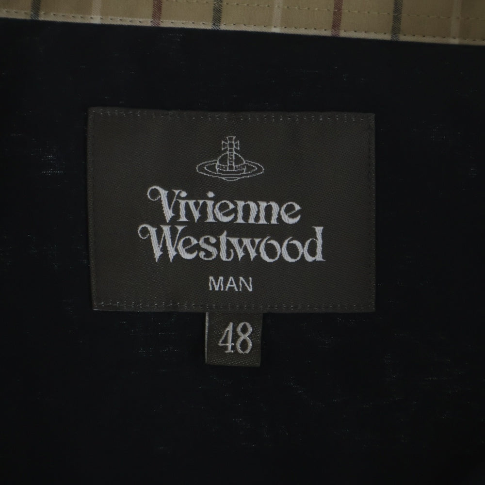 Vivienne Westwood MAN(ヴィヴィアンウエストウッドマン) 袖チェック柄 切り替え長袖ボタンシャツ ブラック VW-WR-86340