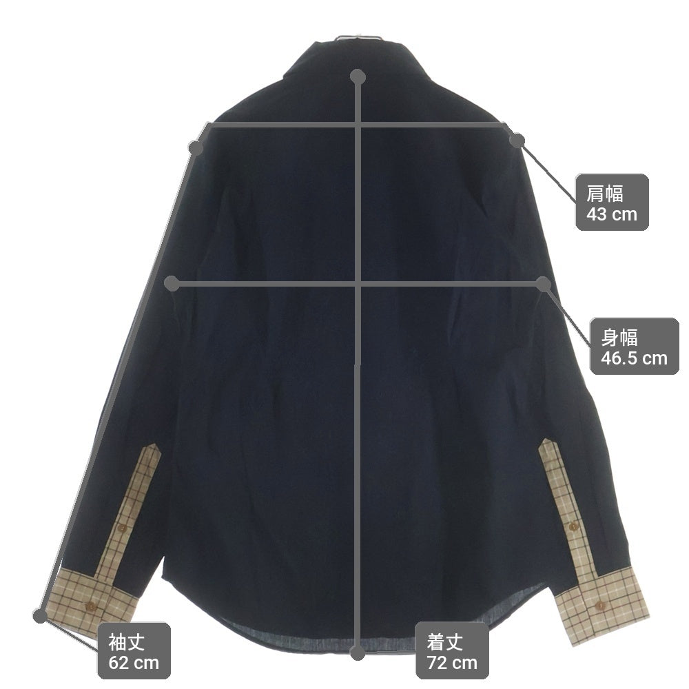 Vivienne Westwood MAN(ヴィヴィアンウエストウッドマン) 袖チェック柄 切り替え長袖ボタンシャツ ブラック VW-WR-86340