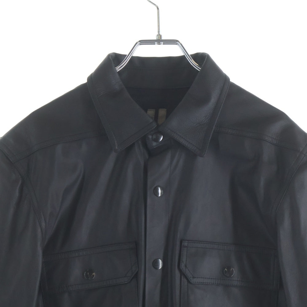 Rick Owens(リックオウエンス) SS21 PHLECITION レザー長袖シャツ ブラック RU21S6729-LP